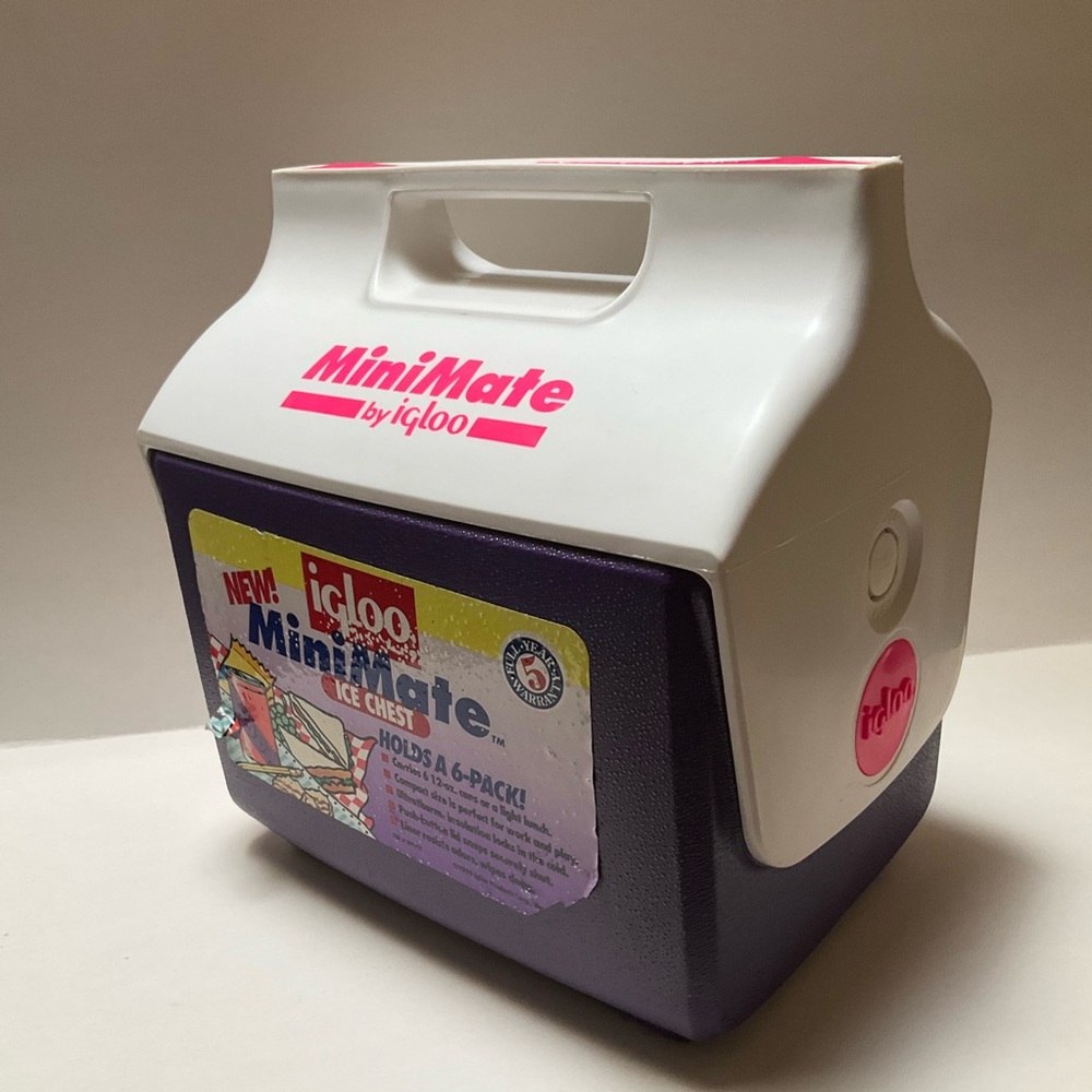 RETRO Igloo MiniMate Purple & Hot Neon Pink VINTAGE Mini Ice Chest Lunch Box